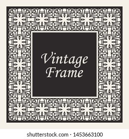 Decorative frame and border in rectangle proportions. Retro vintage ornamental modern art deco luxury element for design.
