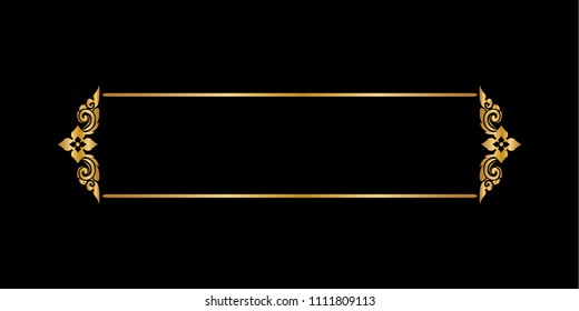 
Decorative frame and border, Sign letter, Thai style with copy space for add text message, Golden on black background, Vector illustration