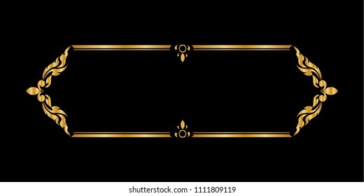 
Decorative frame and border, Sign letter, Thai style with copy space for add text message, Golden on black background, Vector illustration