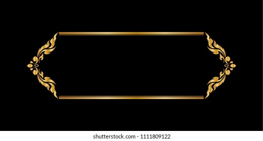 
Decorative frame and border, Sign letter, Thai style with copy space for add text message, Golden on black background, Vector illustration