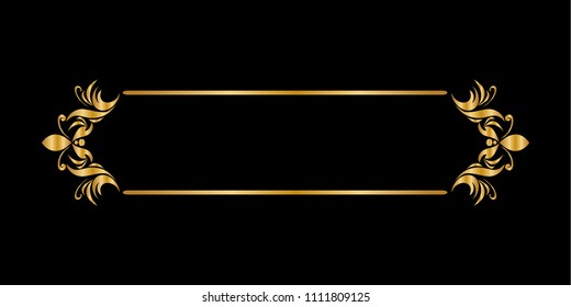 
Decorative frame and border, Sign letter, Thai style with copy space for add text message, Golden on black background, Vector illustration