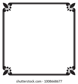 Decorative frame and border , Square, Black and white, Vector illustration