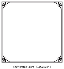 Decorative frame and border , Square, Black and white, Vector illustration