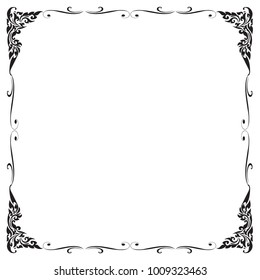 Decorative frame and border , Square, Black and white, Vector illustration