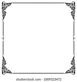 Decorative frame and border , Square, Black and white, Vector illustration