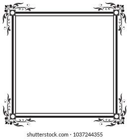 Decorative frame and border, Square, Black and white, Vector illustration