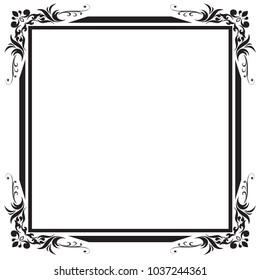 Decorative frame and border, Square, Black and white, Vector illustration