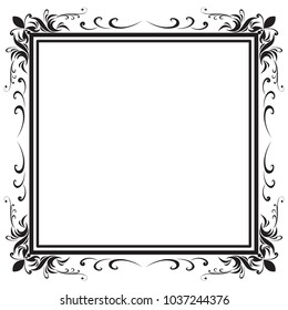 Decorative frame and border, Square, Black and white, Vector illustration