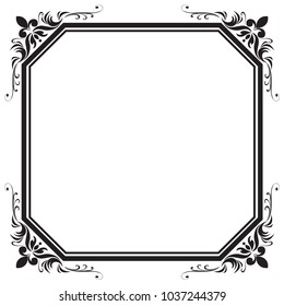 Decorative frame and border, Square, Black and white, Vector illustration