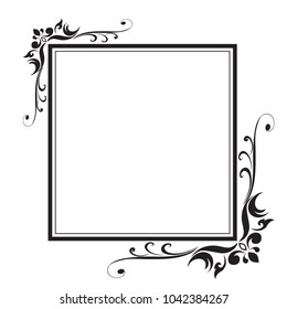 
Decorative frame and border, Square, Black and white, Vector illustration