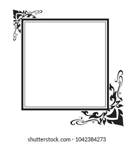 
Decorative frame and border, Square, Black and white, Vector illustration