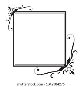 
Decorative frame and border, Square, Black and white, Vector illustration