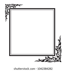 
Decorative frame and border, Square, Black and white, Vector illustration