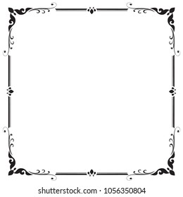 Decorative frame and border, Square frame, Black and white, Vector illustration