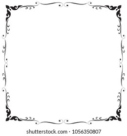 Decorative frame and border, Square frame, Black and white, Vector illustration