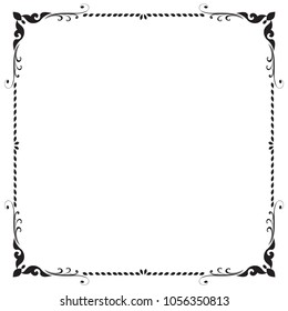 Decorative frame and border, Square frame, Black and white, Vector illustration