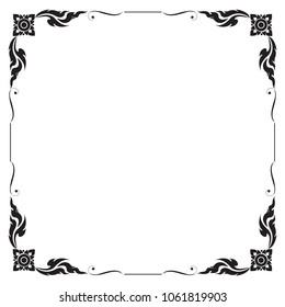 Decorative frame and border, Square frame, Black and white, Thai pattern, Vector illustration