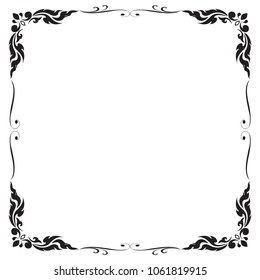 Decorative frame and border, Square frame, Black and white, Thai pattern, Vector illustration