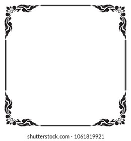 Decorative frame and border, Square frame, Black and white, Thai pattern, Vector illustration