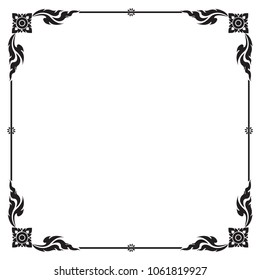 Decorative frame and border, Square frame, Black and white, Thai pattern, Vector illustration