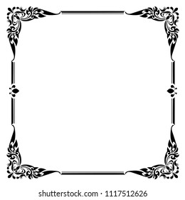 Decorative frame and border, Square frame, Black and white, Thai pattern, Vector illustration