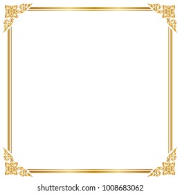 Decorative frame and border , Square, Golden frame on white background, Vector illustration