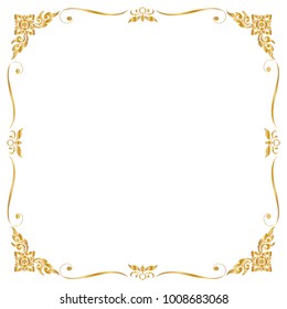 Decorative frame and border , Square, Golden frame on white background, Vector illustration