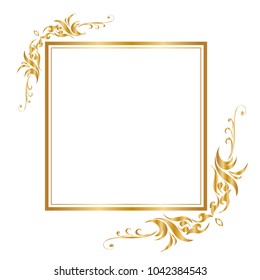 Decorative frame and border , Square, Golden frame on white background, Vector illustration
