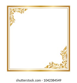 Decorative frame and border , Square, Golden frame on white background, Vector illustration