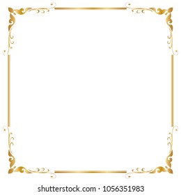 Decorative frame and border, Square frame, Golden frame, Vector illustration