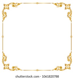 Decorative frame and border, Square frame, Golden frame, Thai pattern, Vector illustration