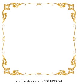Decorative frame and border, Square frame, Golden frame, Thai pattern, Vector illustration