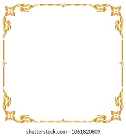 Decorative frame and border, Square frame, Golden frame, Thai pattern, Vector illustration