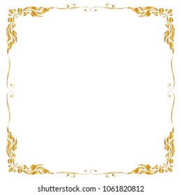 Decorative frame and border, Square frame, Golden frame, Thai pattern, Vector illustration