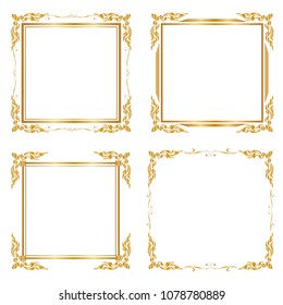 Decorative frame and border, Square frame, Golden frame, Thai pattern, Vector illustration