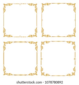 Decorative frame and border, Square frame, Golden frame, Thai pattern, Vector illustration