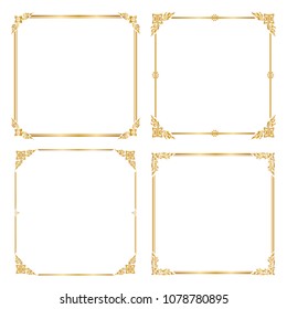 Decorative frame and border, Square frame, Golden frame, Thai pattern, Vector illustration