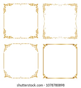 Decorative frame and border, Square frame, Golden frame, Thai pattern, Vector illustration