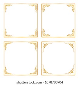 Decorative frame and border, Square frame, Golden frame, Thai pattern, Vector illustration