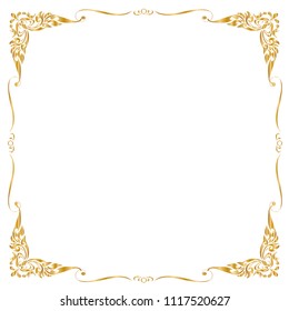 Decorative frame and border, Square frame, Golden frame, Thai pattern, Vector illustration