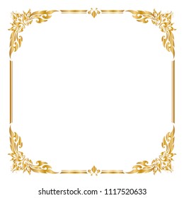 Decorative frame and border, Square frame, Golden frame, Thai pattern, Vector illustration