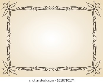 Decorative frame or border standard rectangle proportions background. Vintage design element. Ornate calligraph frame
