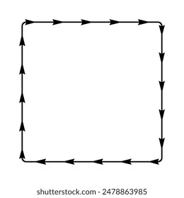 Decorative frame border for title or text. Arrows sign round corner square shape border or text box isolated on white background