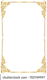 Decorative frame and borders, Golden frame on white background. Thai pattern