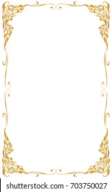 Decorative frame and borders, Golden frame on white background. Thai pattern