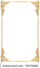 Decorative frame and borders, Golden frame on white background. Thai pattern