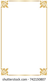 Decorative frame and borders, Golden frame on white background. Thai pattern, Vector illustration