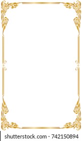 Decorative frame and borders, Golden frame on white background. Thai pattern, Vector illustration