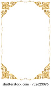 Decorative frame and borders, Golden frame on white background. Thai pattern, Vector illustration