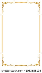Decorative frame and borders, Golden frame, Thai pattern, Vector illustration